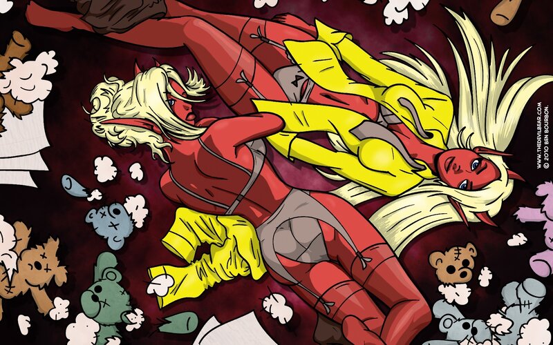Two characters in a chaotic scene