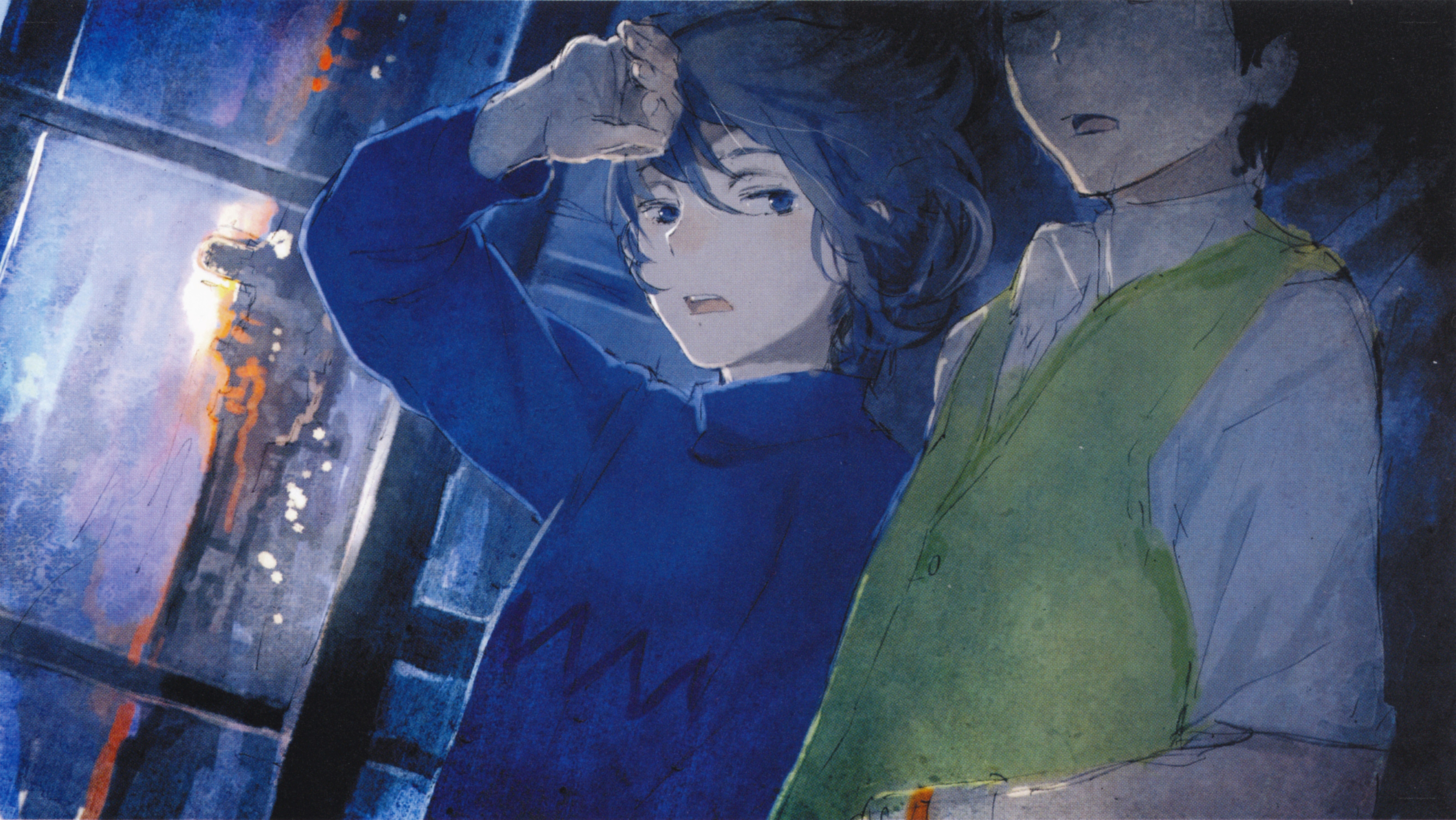 Two characters in a city at night