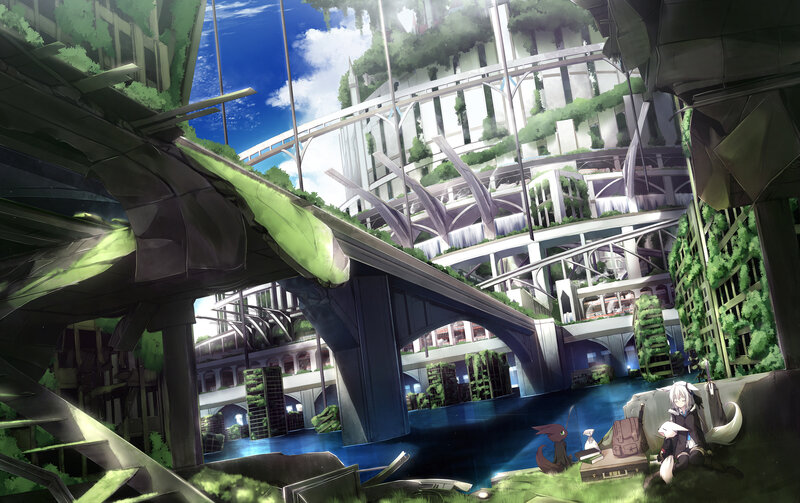 Two Characters in a City — Green, Serene