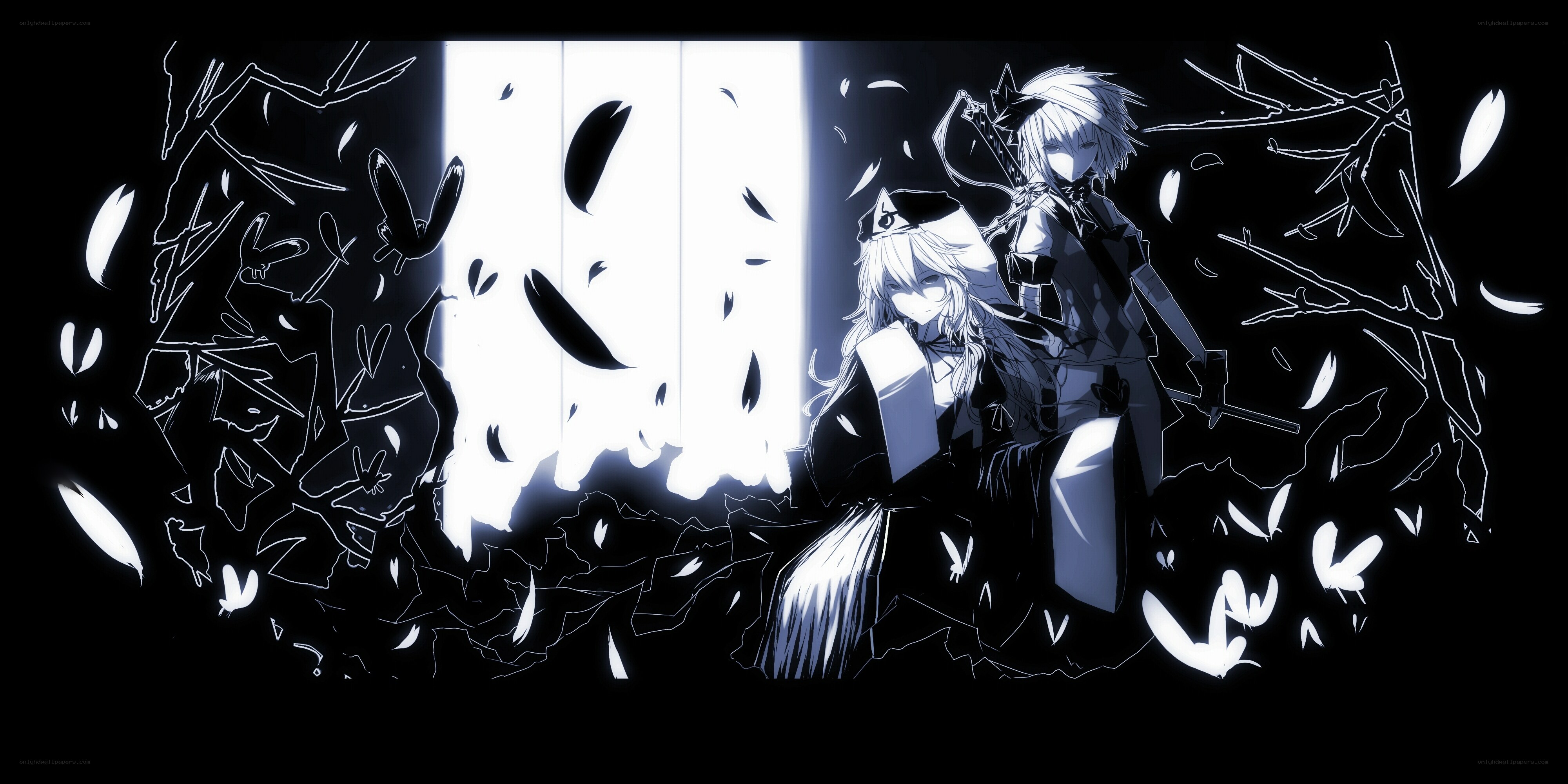 Two characters in a dark forest