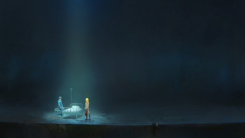 Two Characters in a Dark Room — Blue