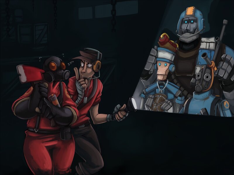 Two Characters in a Dark Room — Red, Tense