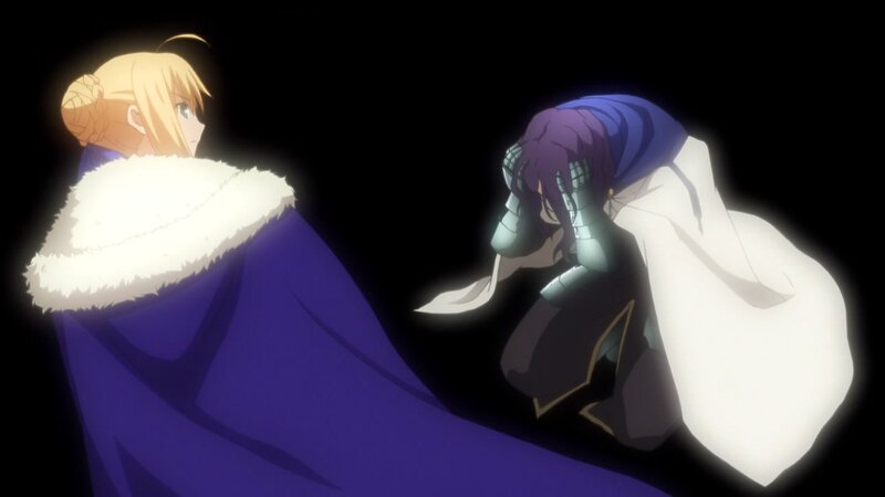 Two characters in a dark scene