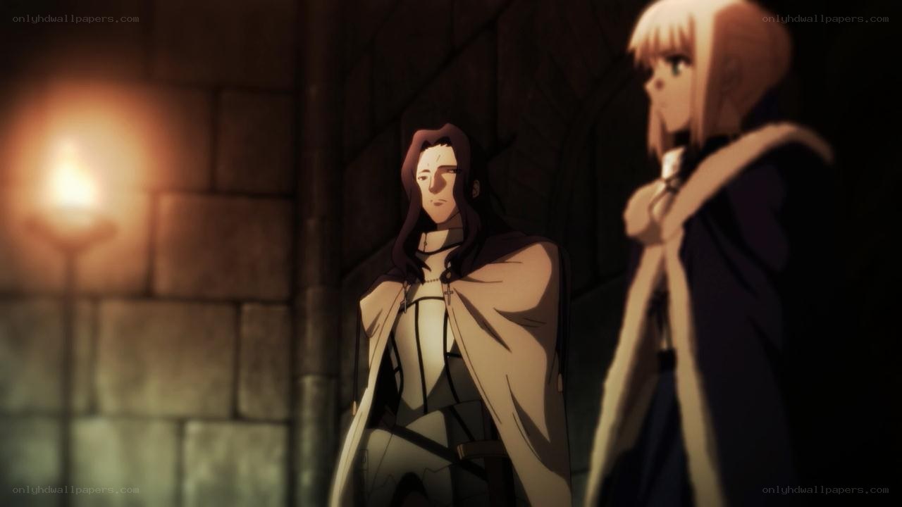 two characters in a dimly lit hall