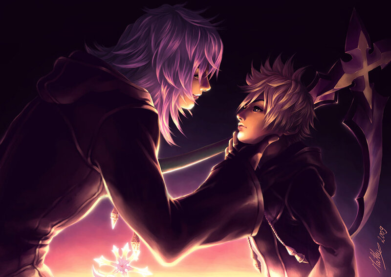 Two characters in a dramatic moment