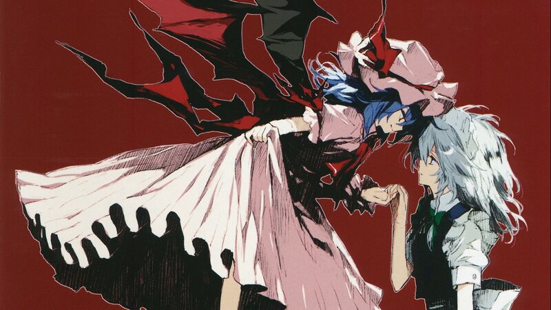 Two characters in a dramatic pose