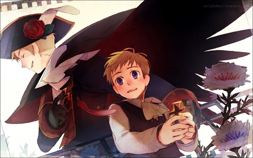 Two characters in a dramatic scene