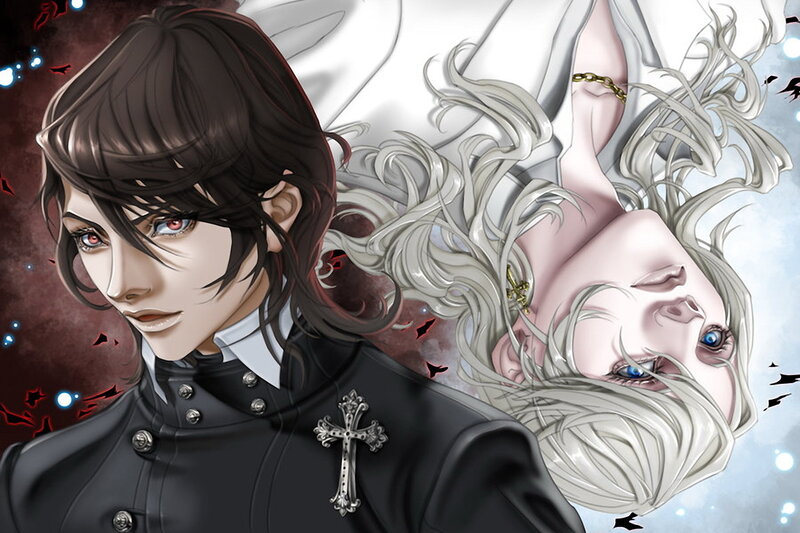 Two characters in a dramatic scene