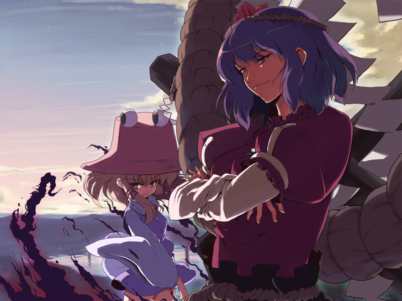 Two characters in a dramatic scene