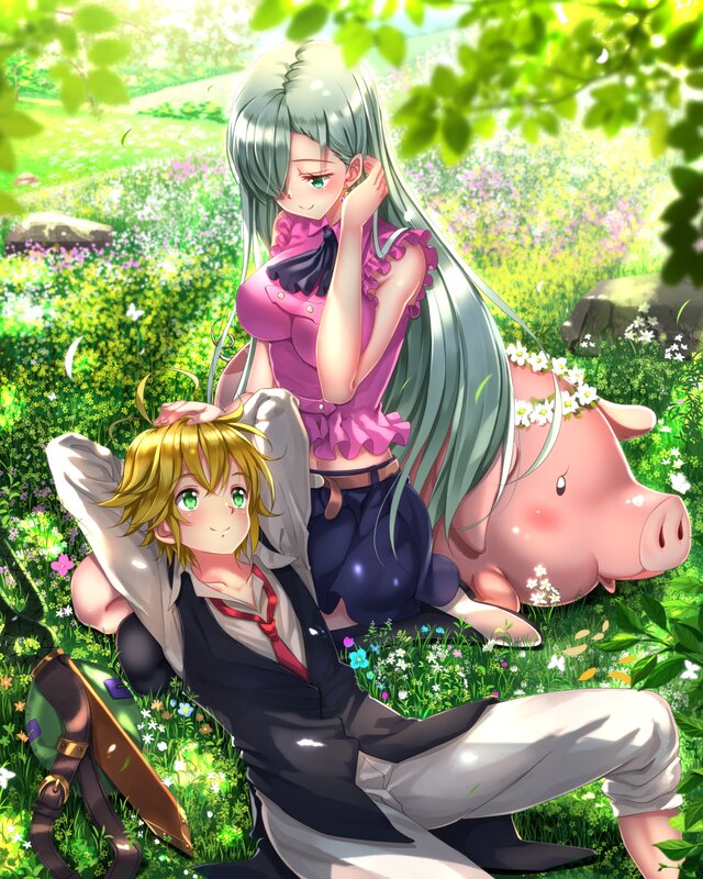 Two Characters in a Field — Green, Serene, Spring