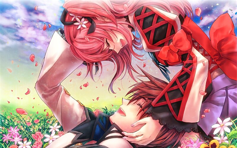 Two Characters in a Field — Pink, Serene