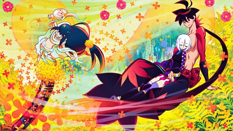 Two Characters in a Field — Yellow, Vibrant, Spring