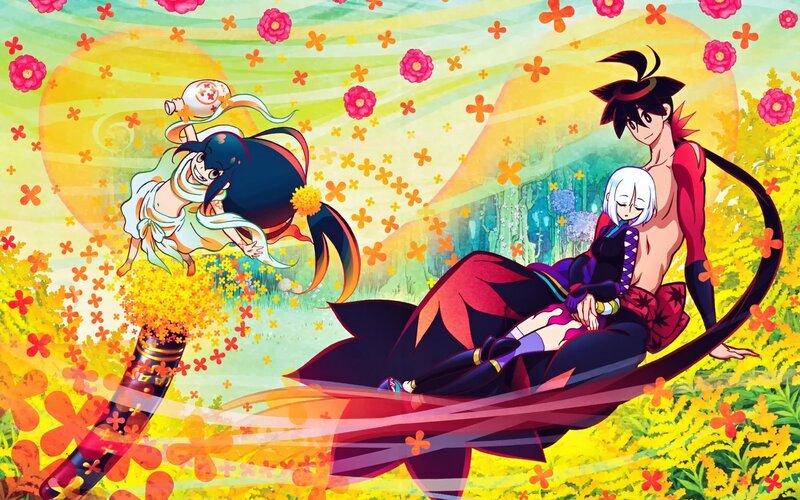 Two Characters in a Field — Yellow, Vibrant
