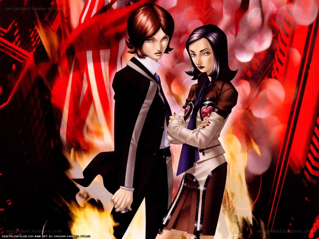 Two characters in a fiery scene