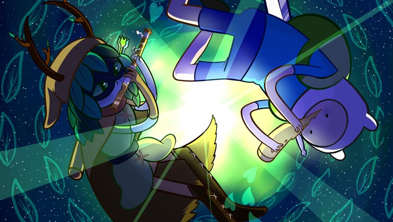 Two Characters in a Forest — Blue, Dramatic, Night