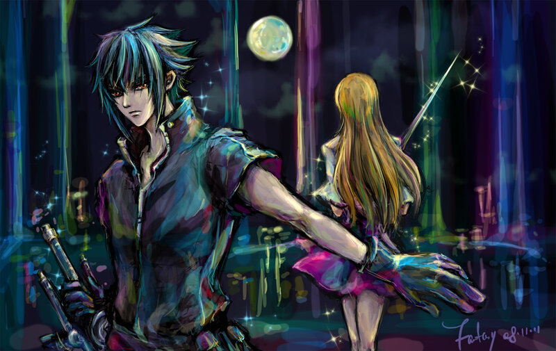 Two Characters in a Forest — Blue