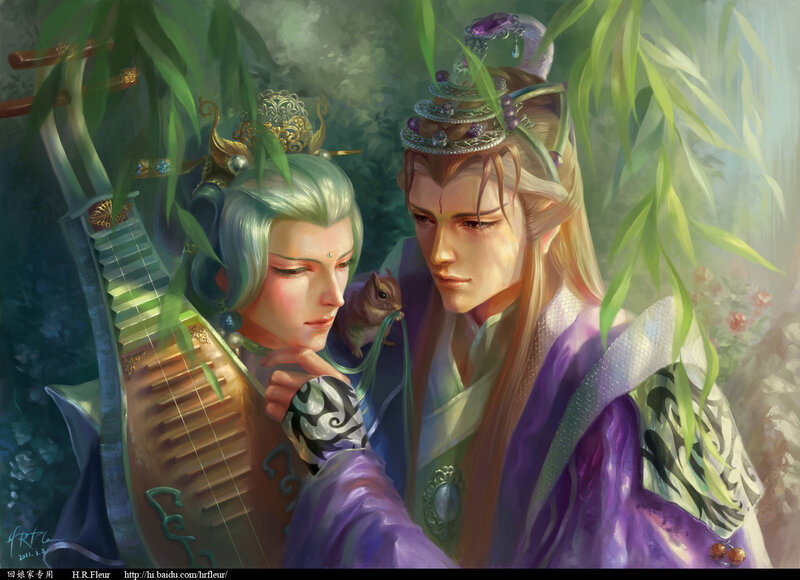 Two Characters in a Forest — Purple