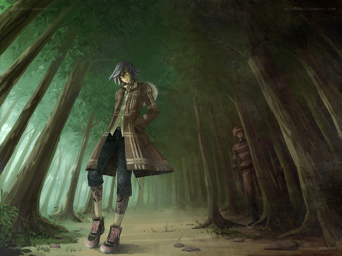 Two characters in a forest