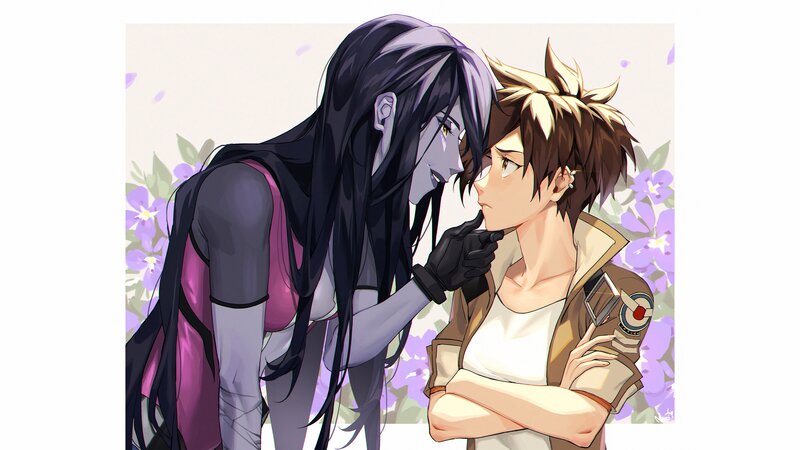 Two Characters in a Garden — Purple, Intimate