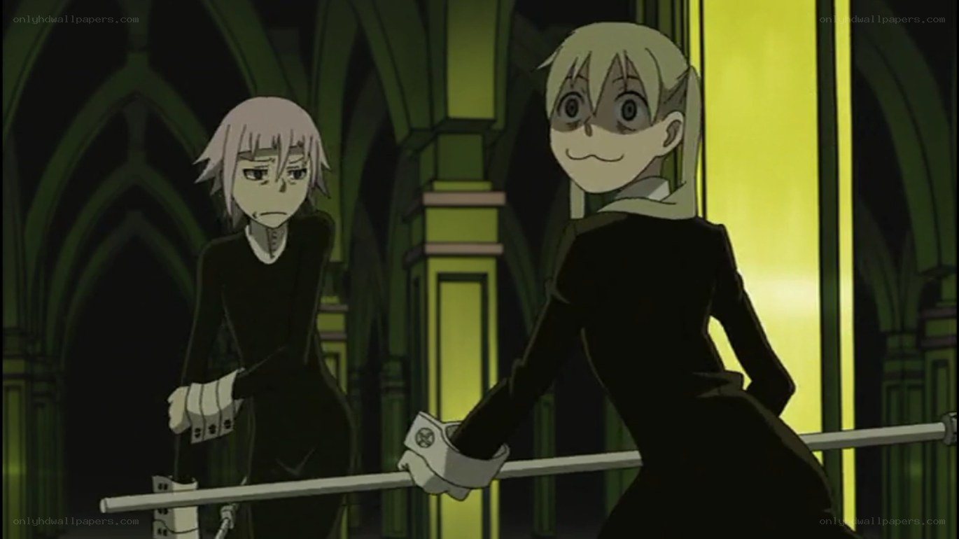 Two characters in a gothic hall
