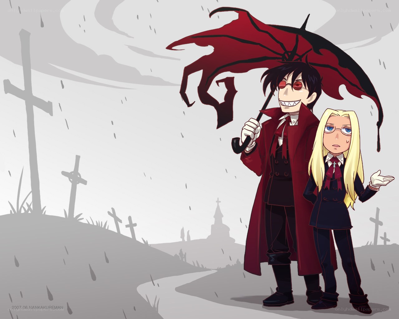 Two characters in a graveyard