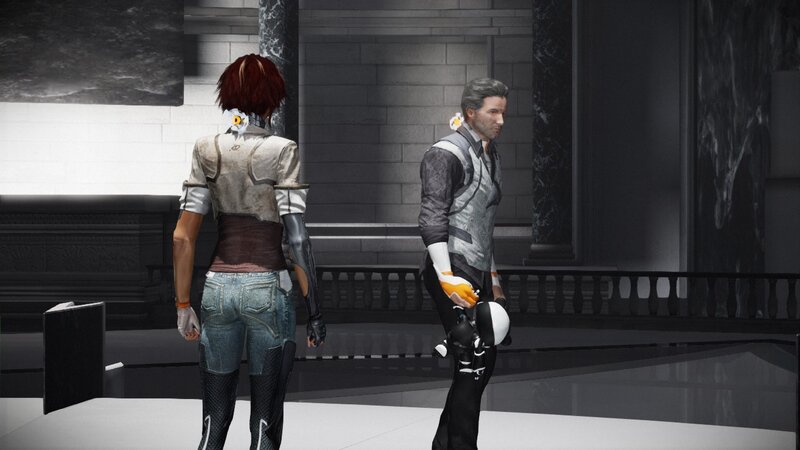 Two Characters in a Hallway — Gray
