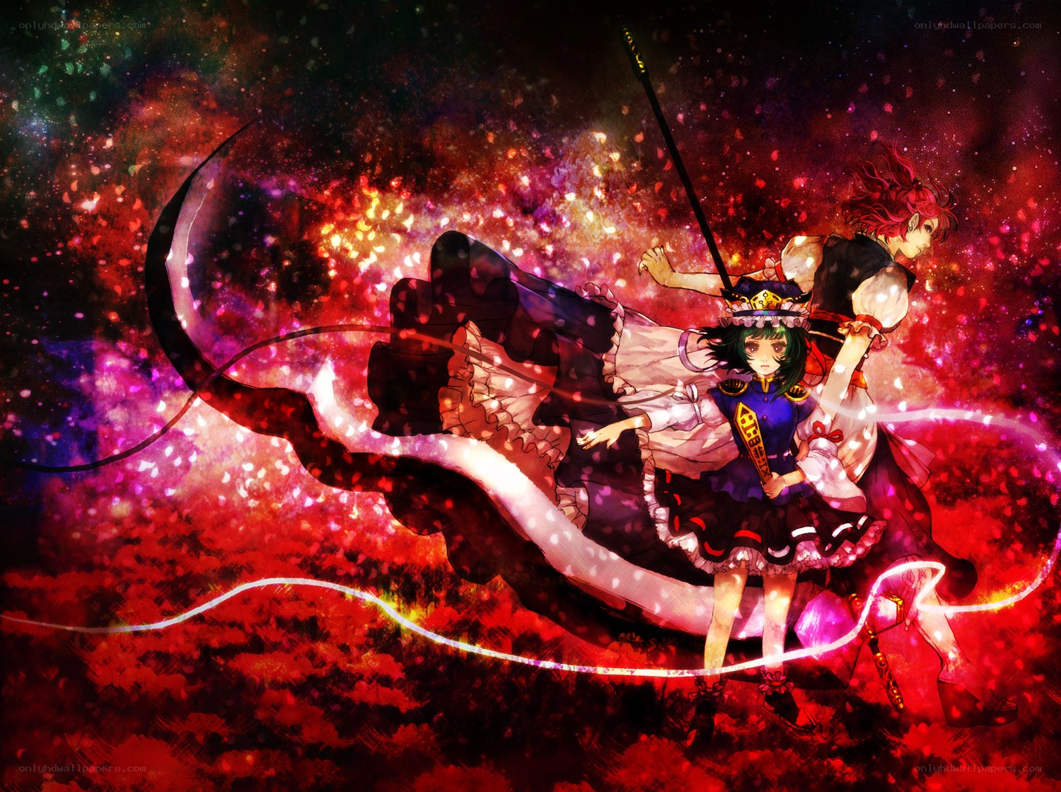 Two characters in a magical battle
