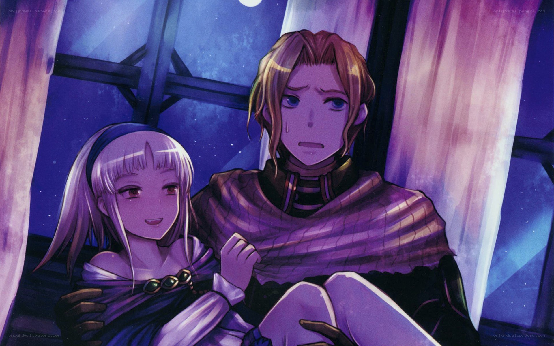 Two characters in a nighttime scene