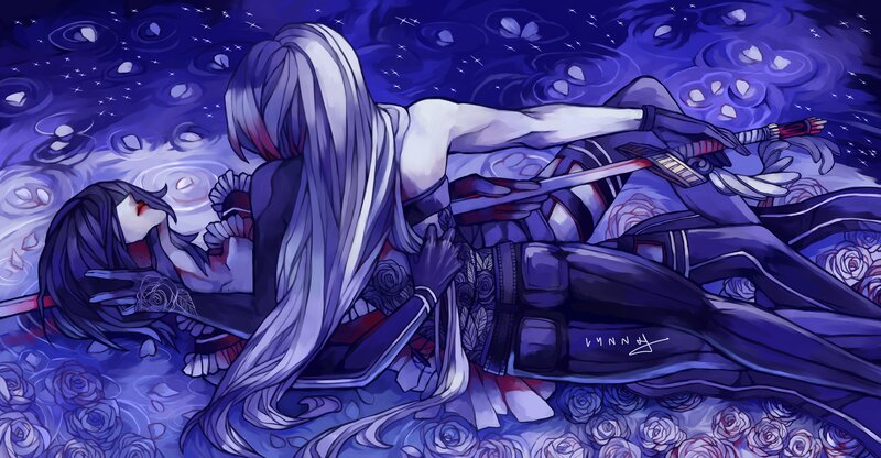 Two Characters in a Pool — Blue