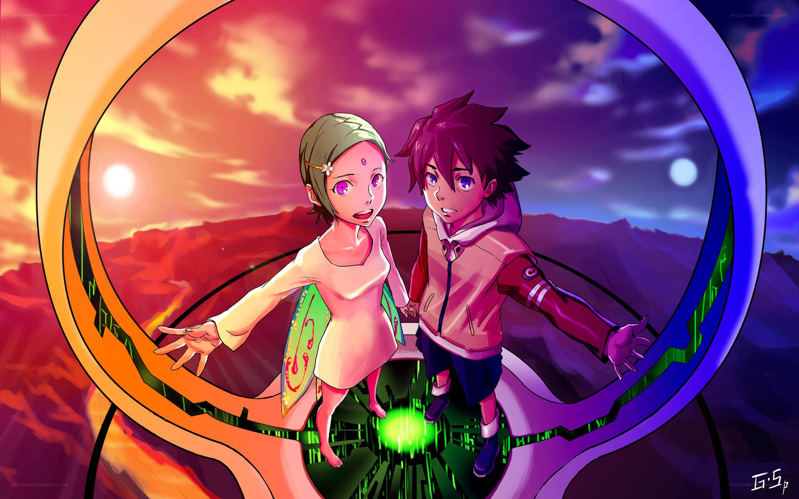 Two characters in a portal