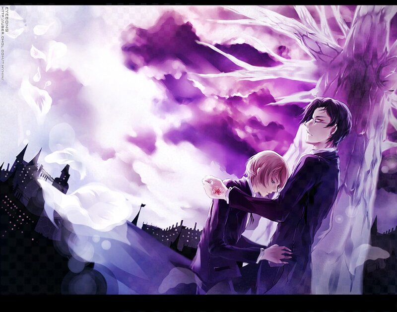 Two characters in a purple storm