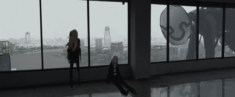 Two Characters in a Room — Gray, Dramatic