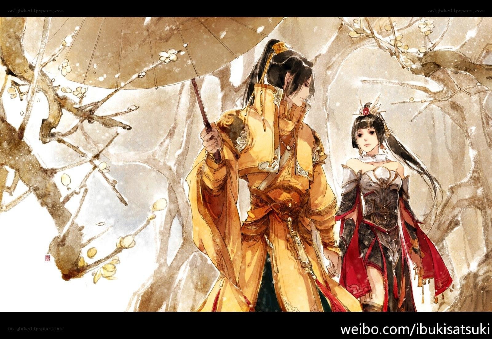 Two characters in a snowy scene