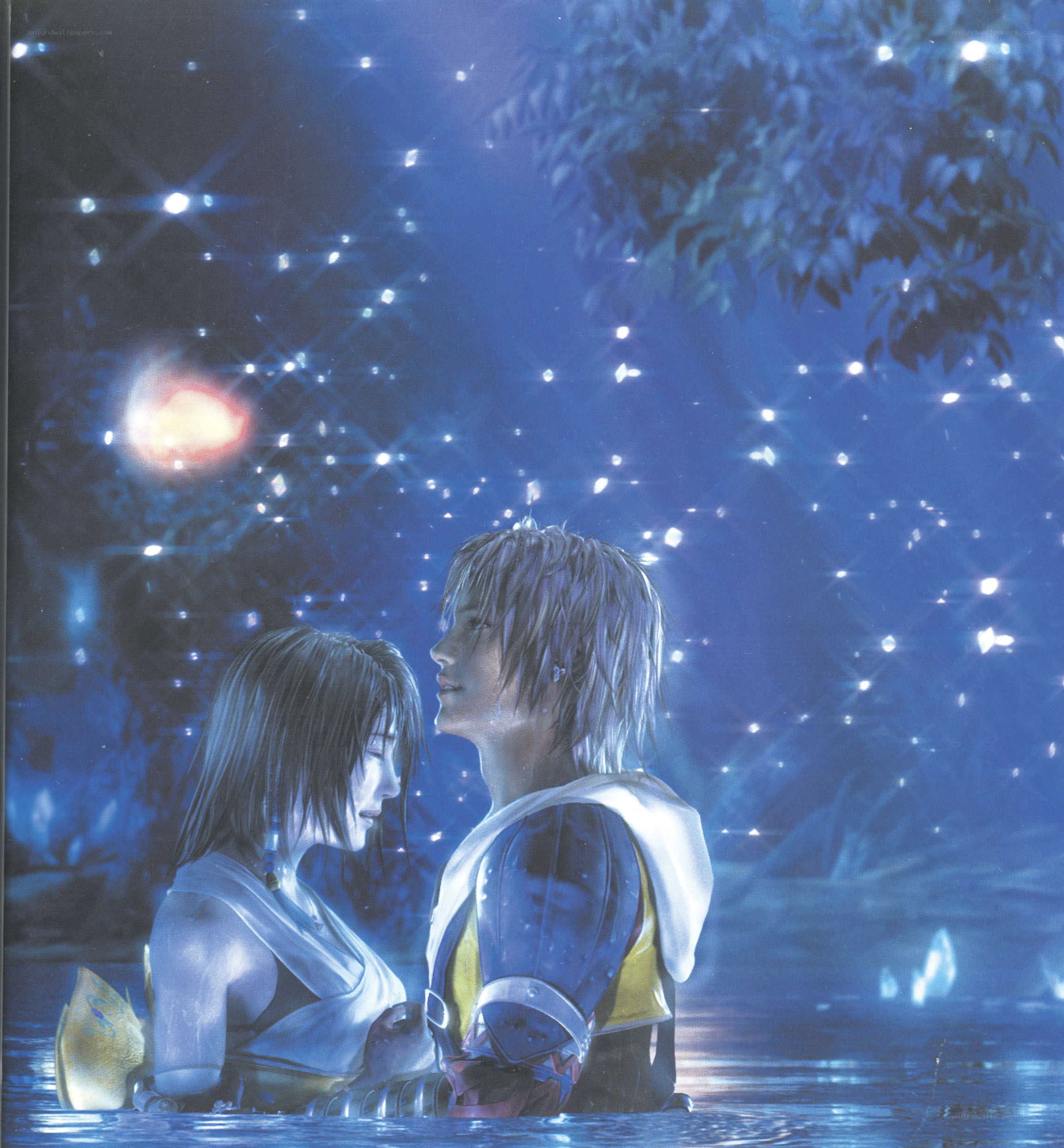 two characters in a starlit scene