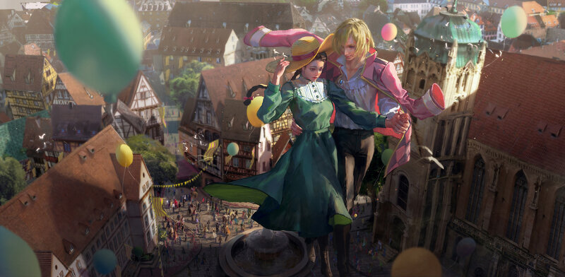 Two Characters in a Town — Green