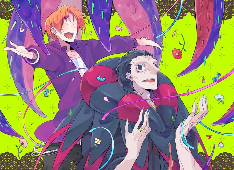 Two characters in a vibrant scene
