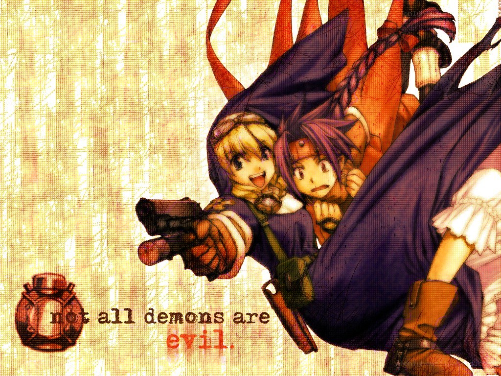 Two characters in action pose