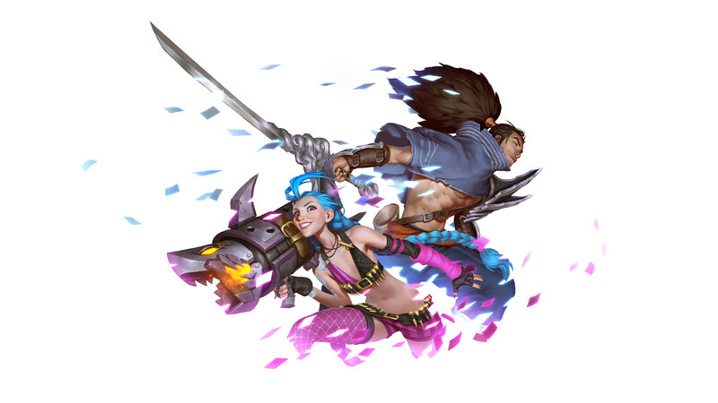 Two Characters in Action — Purple, Dynamic, Energetic