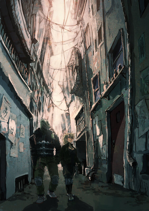 Two Characters in Alley — Gray, Dramatic, Night