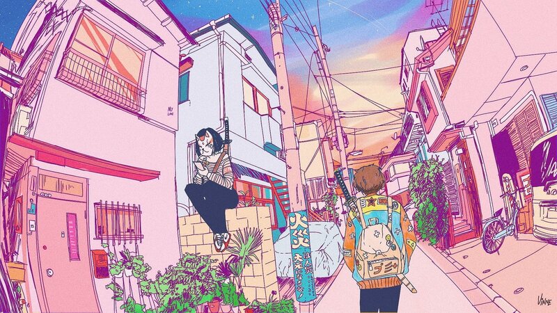 Two Characters in Alley — Pink