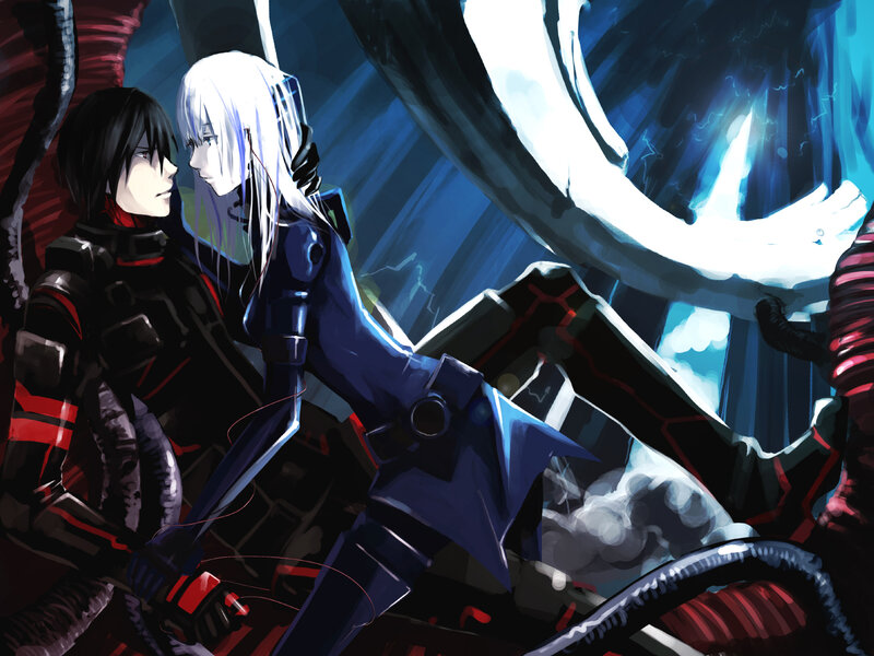 Two Characters in Armor — Blue, Dramatic, Anime