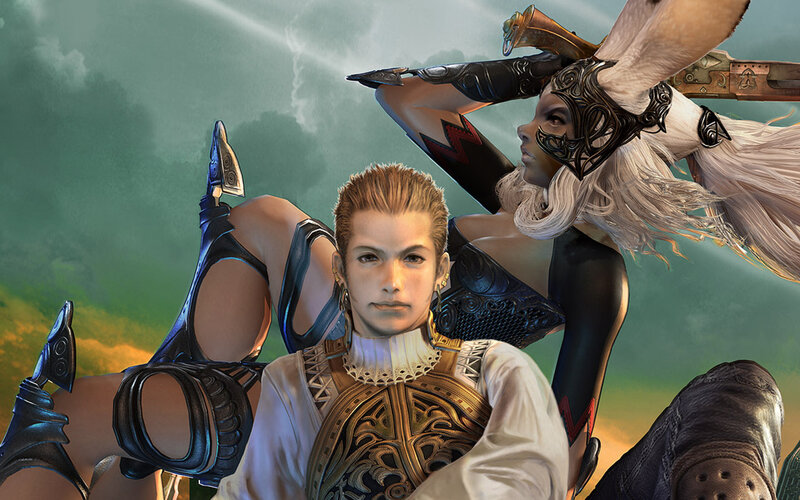 Two Characters in Armor — Green, Dramatic