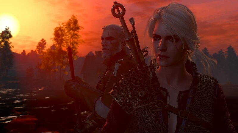 Two Characters in Armor — Red, Dramatic, Sunset