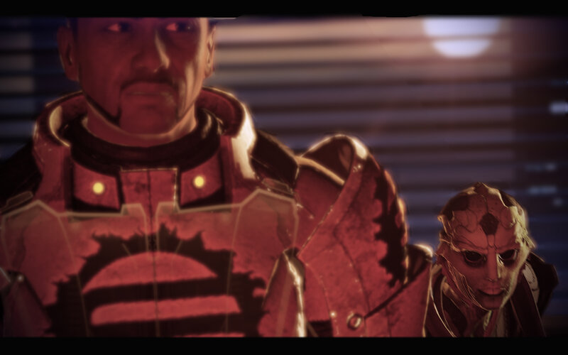 Two Characters in Armor — Red