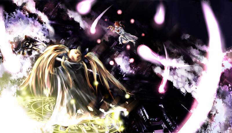 Two Characters in Battle — Black, Dramatic, Night
