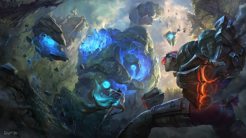 Two Characters in Battle — Blue, Dramatic, Digital Art