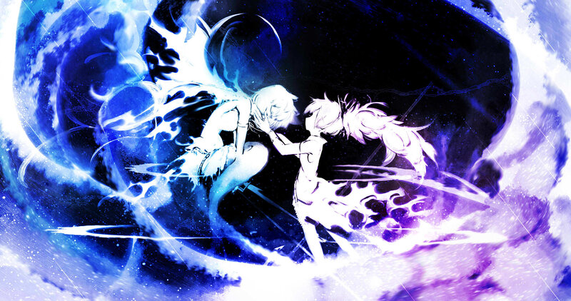 Two Characters in Battle — Blue