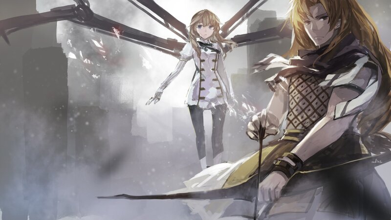 Two Characters in Battle — Gray