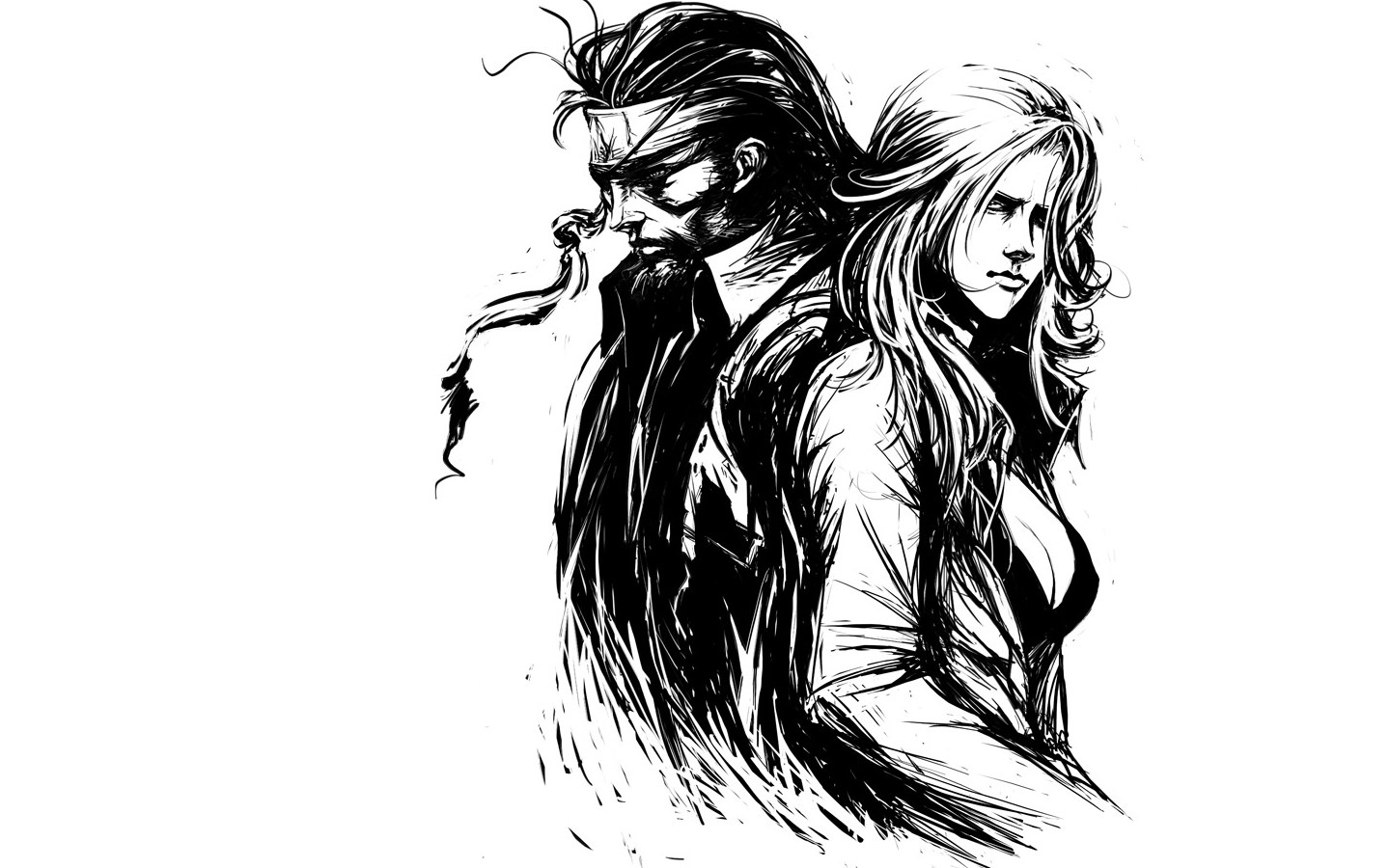 two characters in black and white