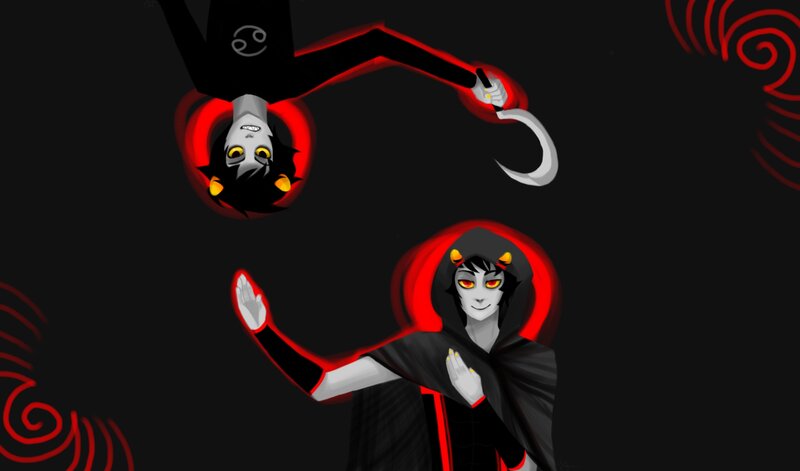 Two Characters in Black Cloaks — Dramatic